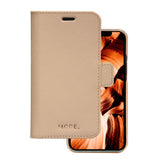 iPhone 12 Mini dbramante1928 New York 2-in-1 Genuine Leather Flip Case - Sahara Sand