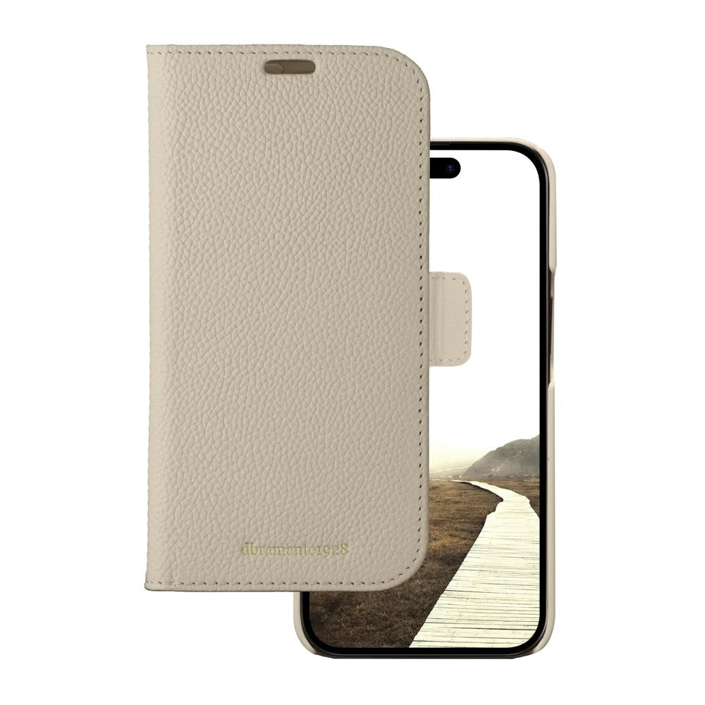 iPhone 15 Plus dbramante1928 New York 2-in-1 Genuine Leather Flip Case - Sand Dune