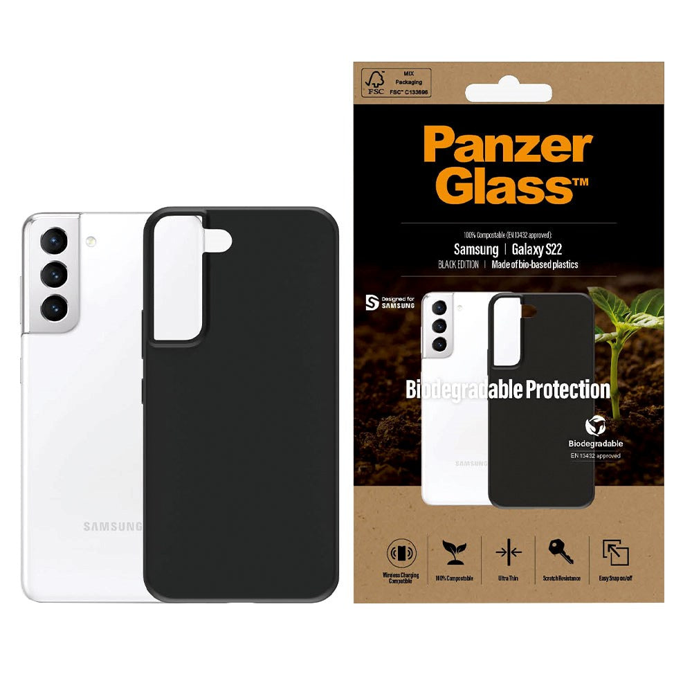 Samsung Galaxy S22 PanzerGlass Biodegradable Case - 100% Plant Based - Black