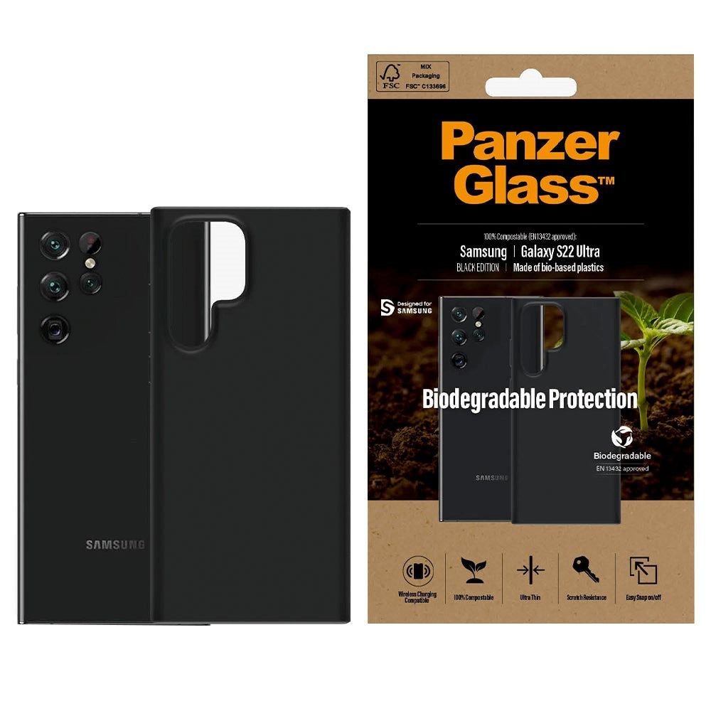 Samsung Galaxy S22 Ultra PanzerGlass Biodegradable Case - 100% Plant Based - Black