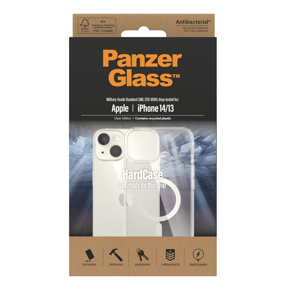 iPhone 14 / 13 Back Case PanzerGlass HardCase Antibacterial - MagSafe Compatible - Transparent