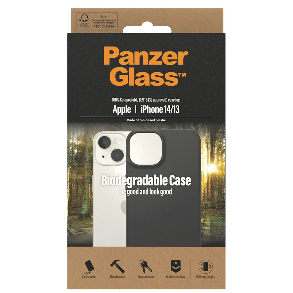 iPhone 14 / 13 PanzerGlass Biodegradeable Case - 100% Plant-Based - Black