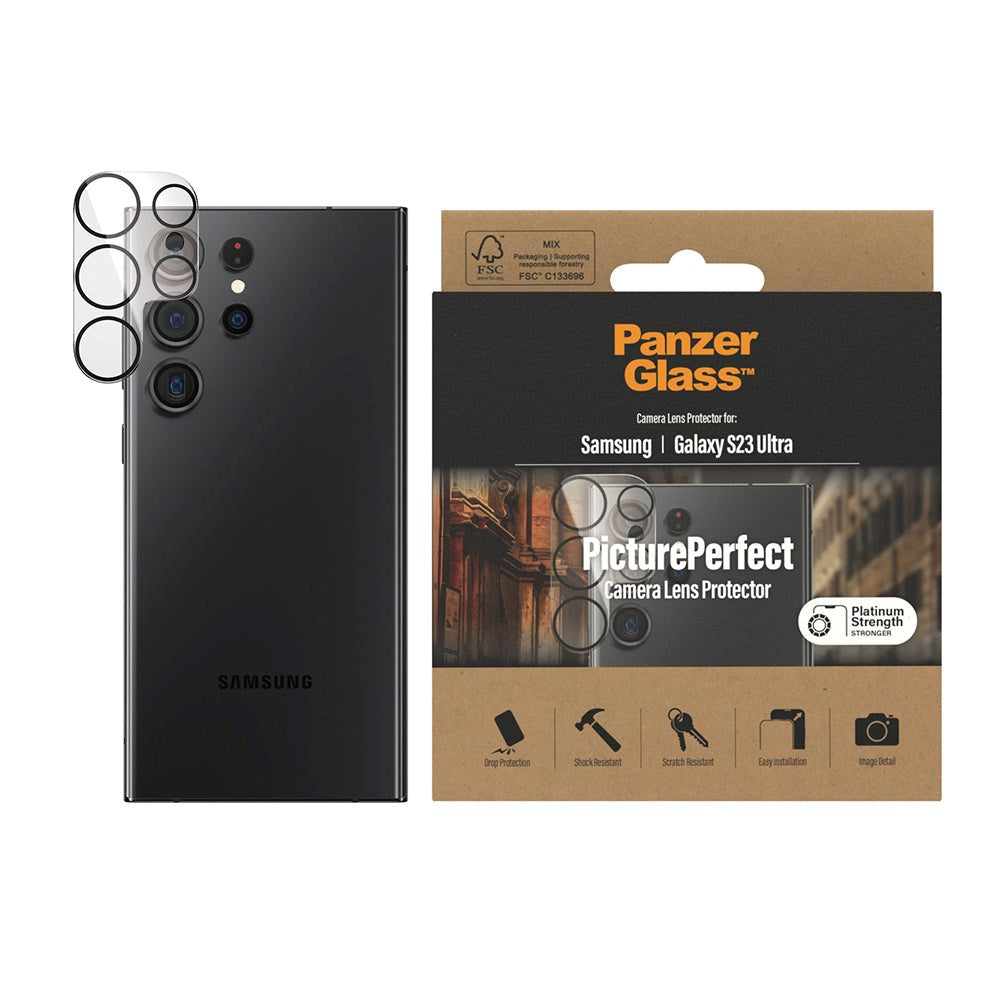 Samsung Galaxy S23 Ultra PanzerGlass PicturePerfect - Camera Protection - Platinum Strength - Transparent / Black