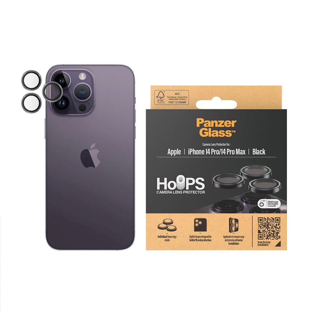 iPhone 14 Pro / 14 Pro Max PanzerGlass Hoops - Camera Protection Glass - Transparent / Black