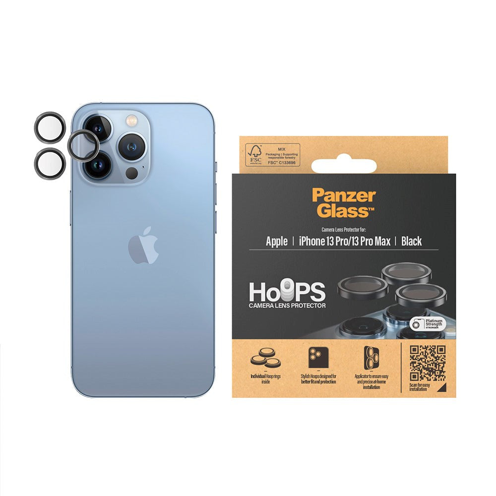 iPhone 13 Pro / 13 Pro Max PanzerGlass Hoops - Camera Protection Glass - Transparent / Black