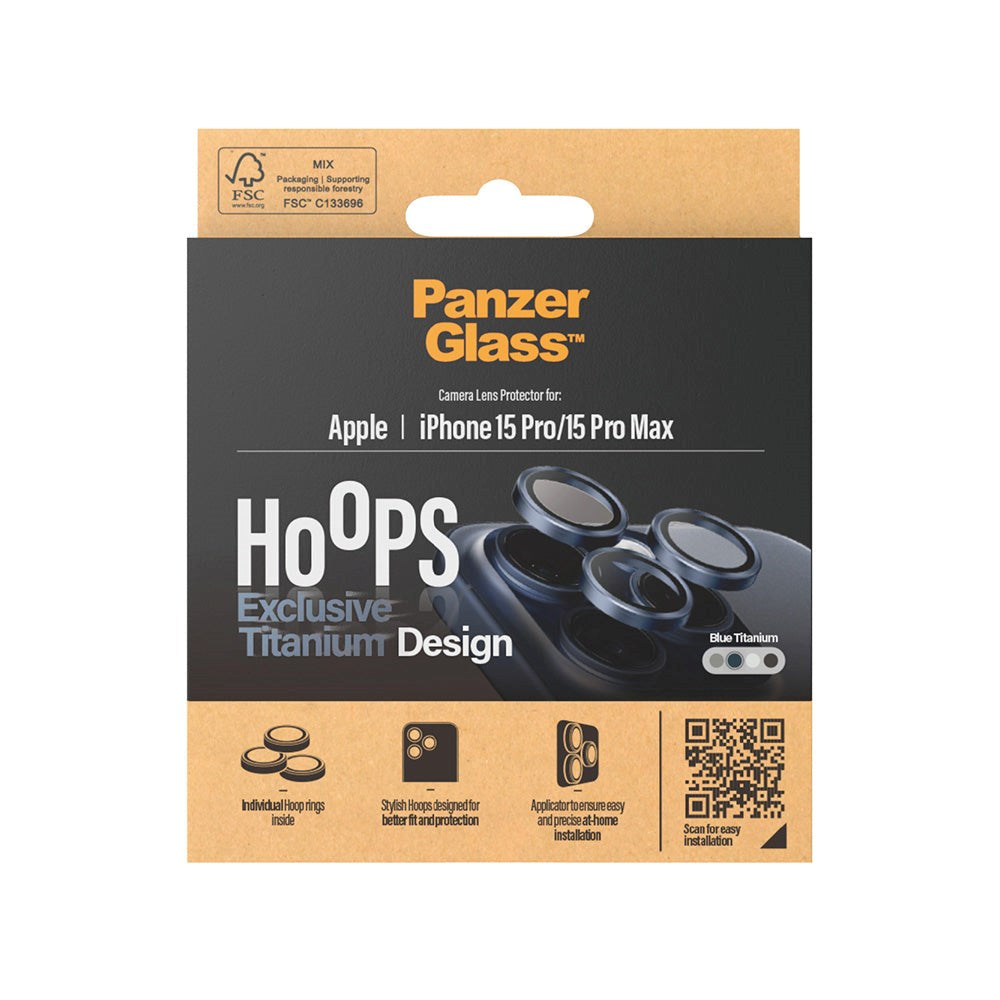 iPhone 15 Pro / 15 Pro Max PanzerGlass Hoops - Camera Protection - Platinum Strength - Blue Titanium