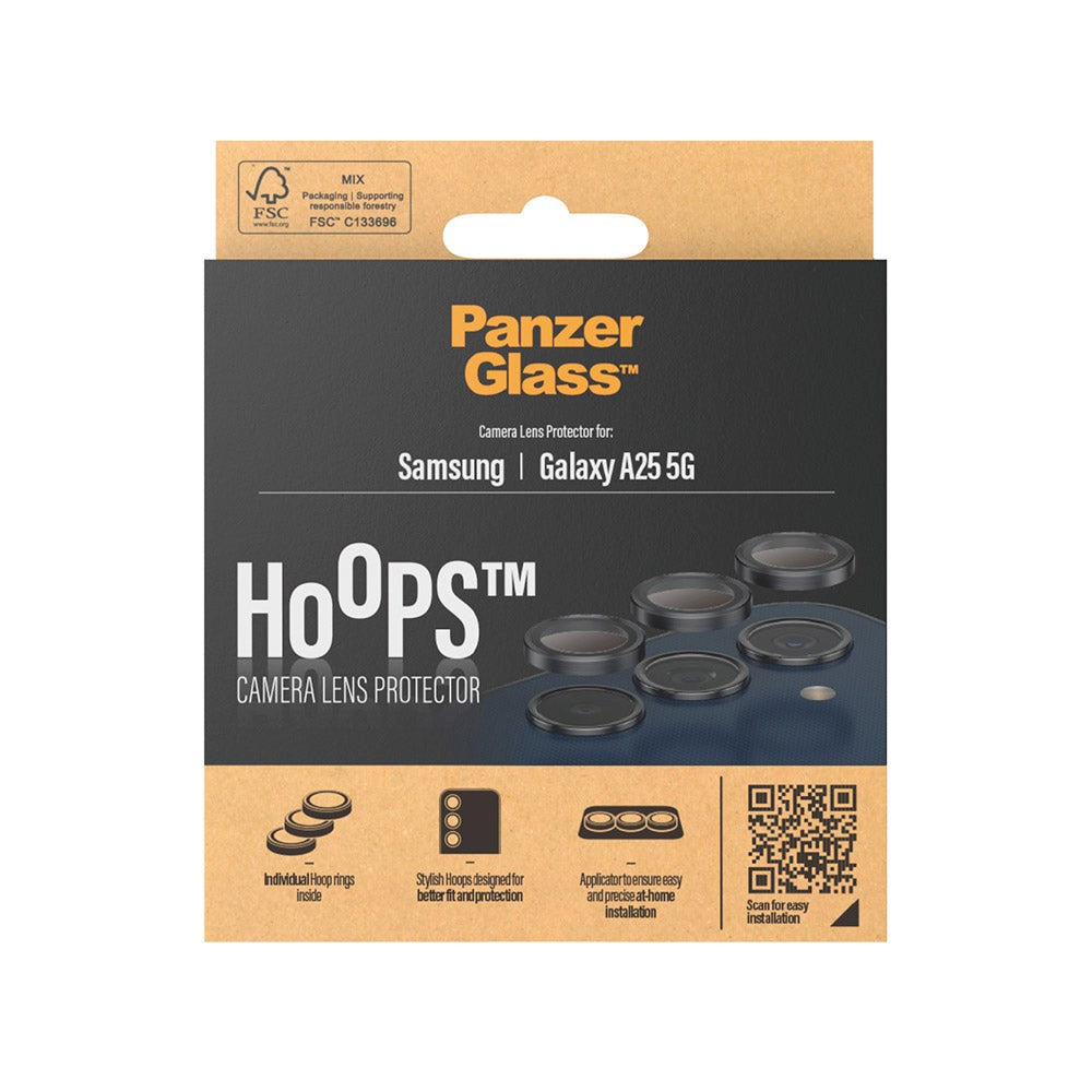 Samsung Galaxy A25 (5G) PanzerGlass Hoops - Camera Protection - Transparent / Black