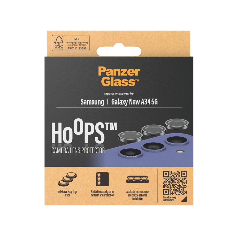 Samsung Galaxy A35 (5G) PanzerGlass Hoops - Camera Protection - Transparent / Black