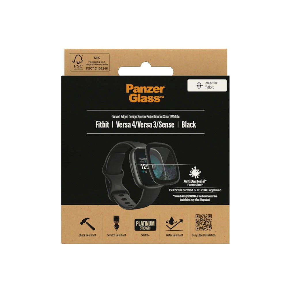 Fitbit Versa 4 / Versa 3 / Sense PanzerGlass Tempered Glass - Black Edge