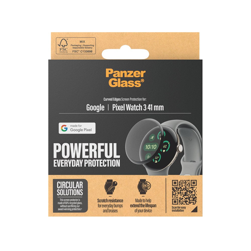 Google Pixel Watch 3 (41mm) PanzerGlass Tempered Glass Screen Protector - Transparent