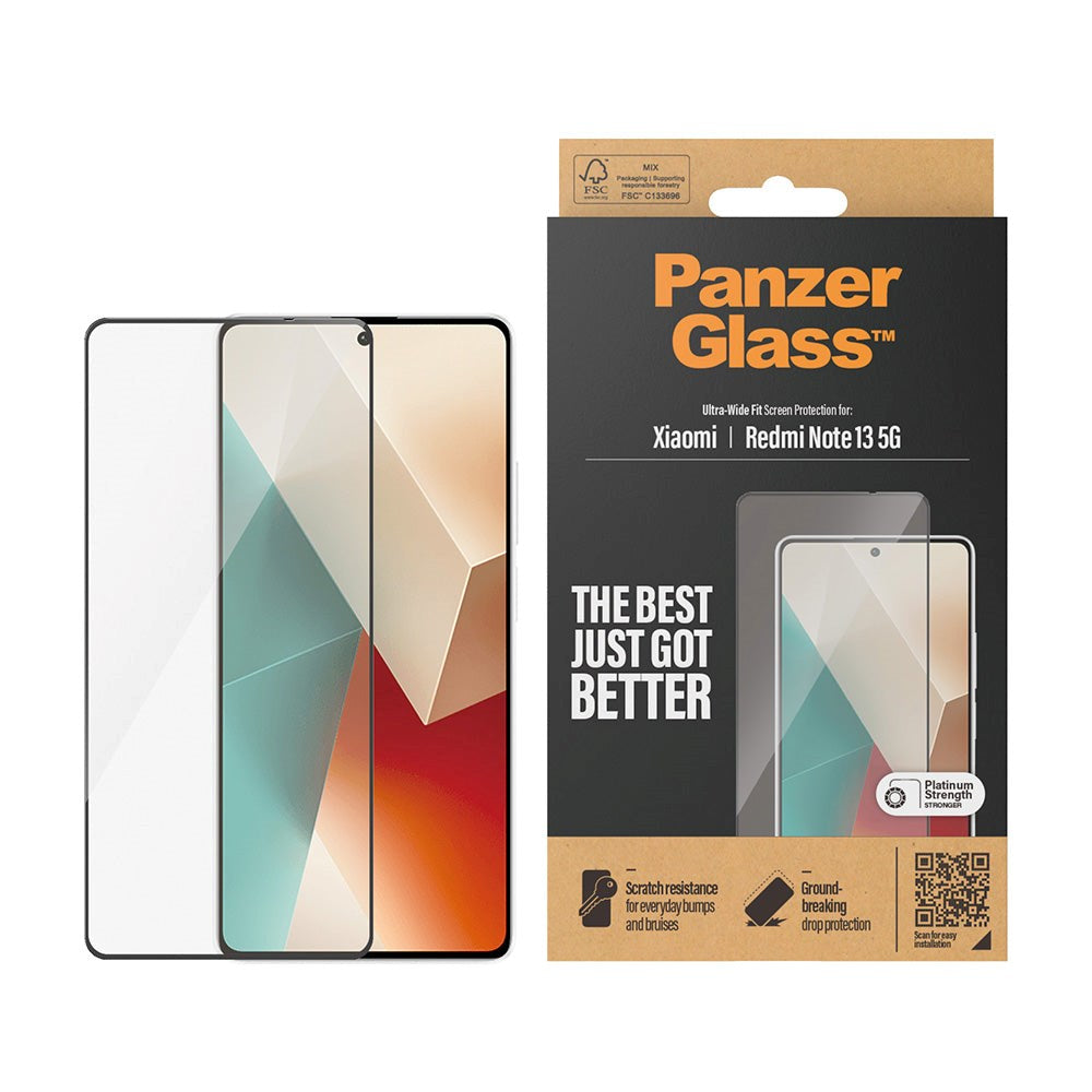 Xiaomi Redmi Note 13 (5G) PanzerGlass Ultra Wide Fit Screen Protector - Platinum Strength - Black Edge