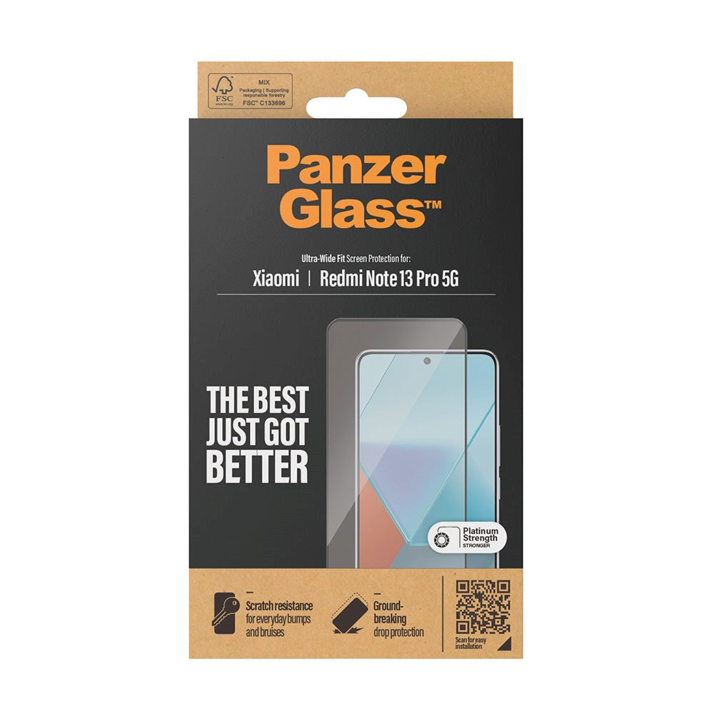 Xiaomi Redmi Note 13 Pro (5G) PanzerGlass Ultra Wide Fit Screen Protector - Platinum Strength - Black Edge