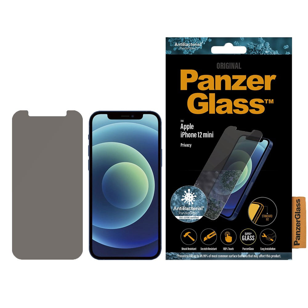 iPhone 12 Mini PanzerGlass Antibacterial Standard Fit Screen Protector - Privacy Glass - Transparent