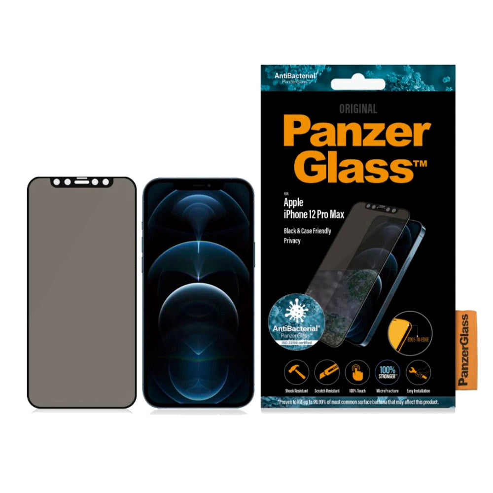 iPhone 12 Pro Max PanzerGlass Antibacterial Standard Fit Screen Protector - Privacy Glass - Black