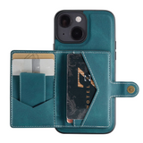 iPhone 13 Leather Covered Case with Wallet - Green