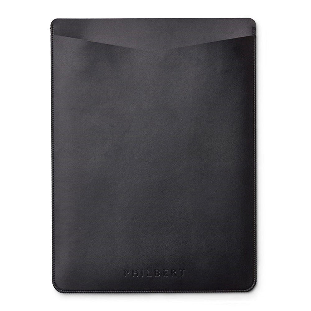 Philbert UltraSlim Vegan Leather Sleeve w. Strap for MacBook / Laptop 14" (32,0 x 23,5 x 2 cm) - Black