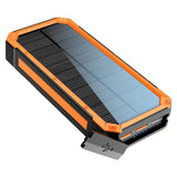 Lippa Solar Cell PowerBank 20,000 mAh 20W 3 x USB-A & 1 x USB-C- Black / Orange