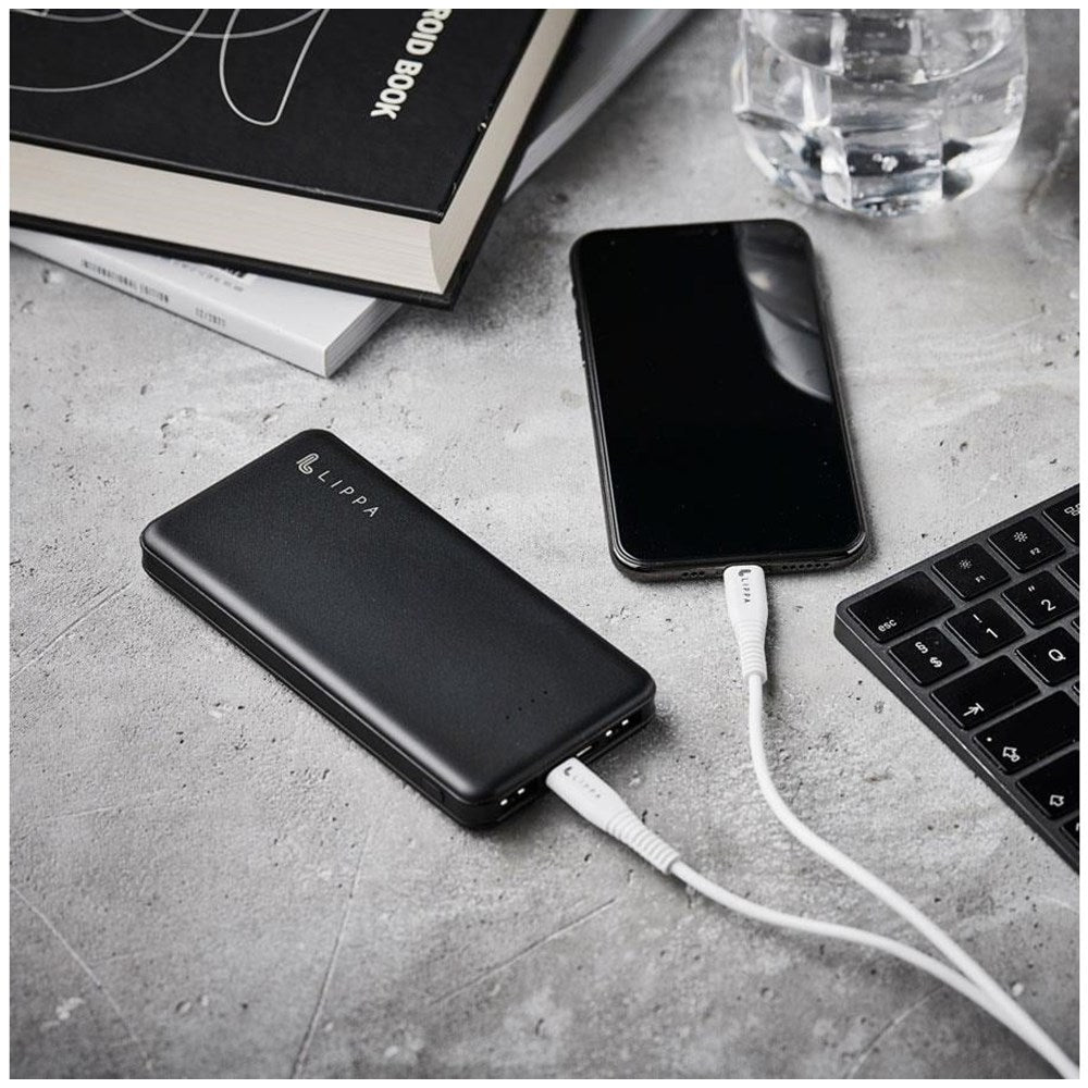 Lippa 10.5W w. USB-A Powerbank 10,000 mAh - Black