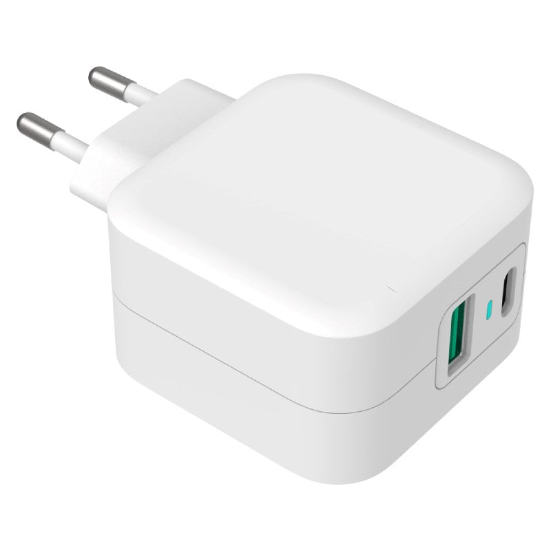 GreyLime 38W PD Wall Charger with 1 x USB-C & 1 x USB-A - White
