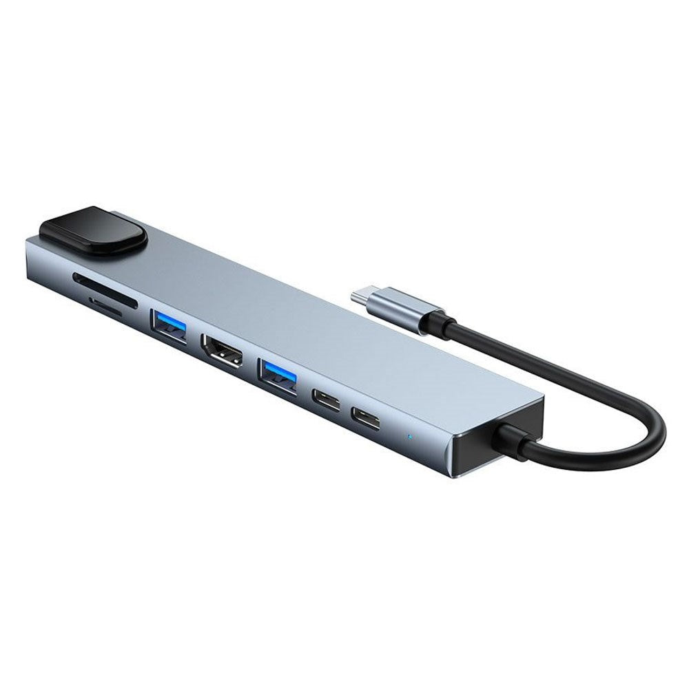 Lippa 8-in-1 87W Multiport USB-C Hub - Silver