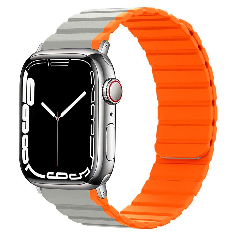 Lippa Apple Watch (38/40/SE/41/42mm) Magnetic Silicone Multi Strap - Grå / Orange