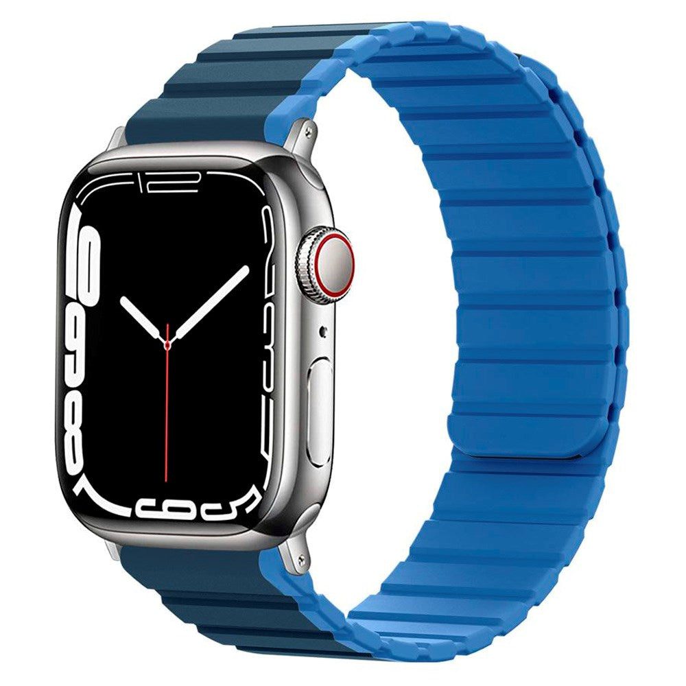 Lippa Apple Watch (38/40/SE/41/42mm) Magnetic Silicone Multi Strap - Mørkeblå / Lyseblå