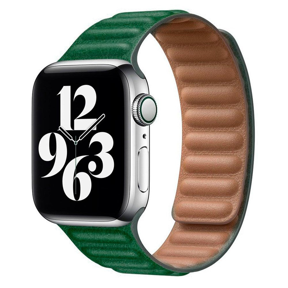 Lippa Apple Watch (42/44/SE/45/46/49mm) Magnetic Leather Strap - Dark Green