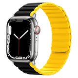 Lippa Apple Watch (42/44/SE/45/46/49mm) Magnetic Silicone Multi Strap - Black / Yellow