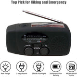 Lippa Emergency Radio with Solar PowerBank 2,000mAh and Flashlight - Black