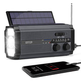 Lippa Emergency Radio with Solar PowerBank 4,500mAh and Flashlight - Black