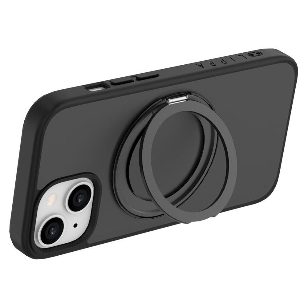 iPhone 15 Lippa Hybrid Plastic Case with 360 Rotating Kickstand - MagSafe Compatible - Matte / Black