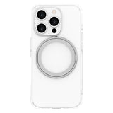 iPhone 15 Pro Lippa Hybrid Plastic Case with 360 Rotating Kickstand - MagSafe Compatible - Transparent / Silver