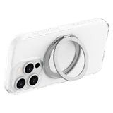 iPhone 16 Pro Lippa Hybrid Plastic Case with 360 Rotating Kickstand - MagSafe Compatible - Transparent / Silver