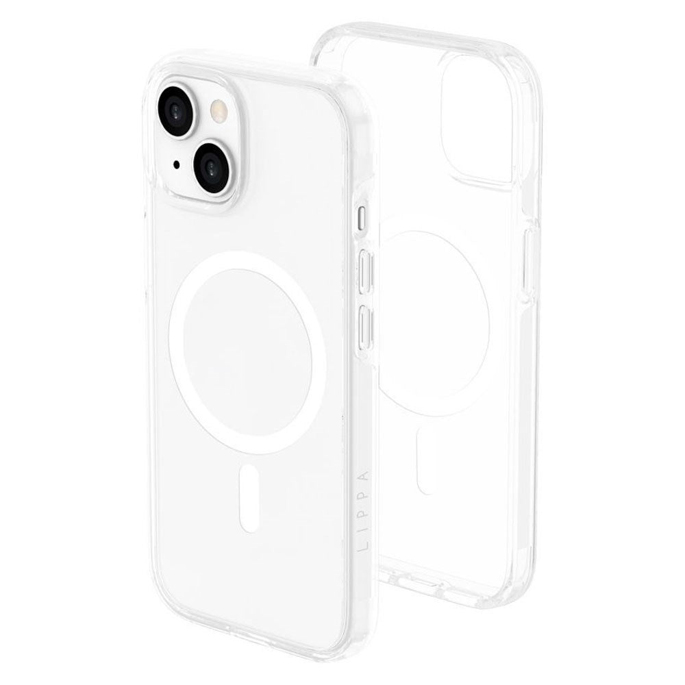 iPhone 15 Lippa Hybrid Plastic Case - MagSafe Compatible - Transparent / White