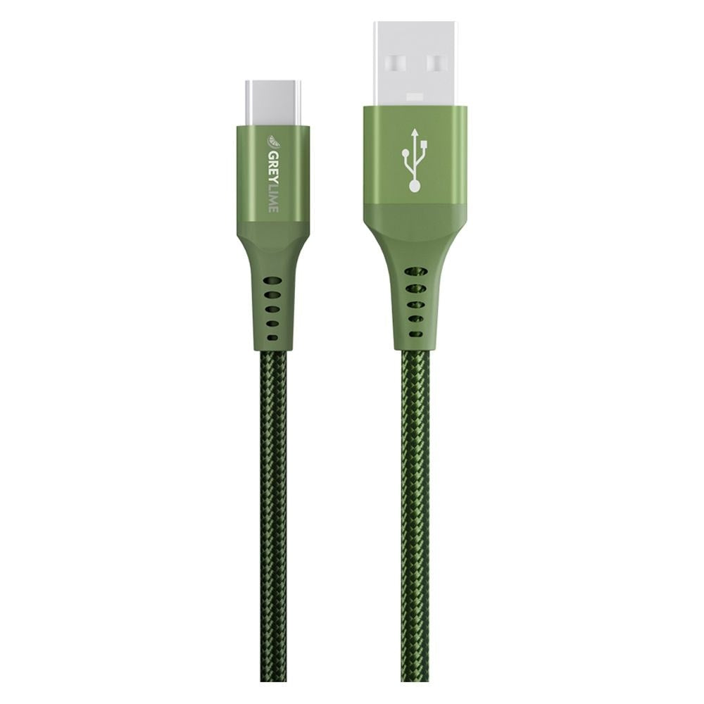 GreyLime 15W Braided USB-A to USB-C Cable 50 cm - Green