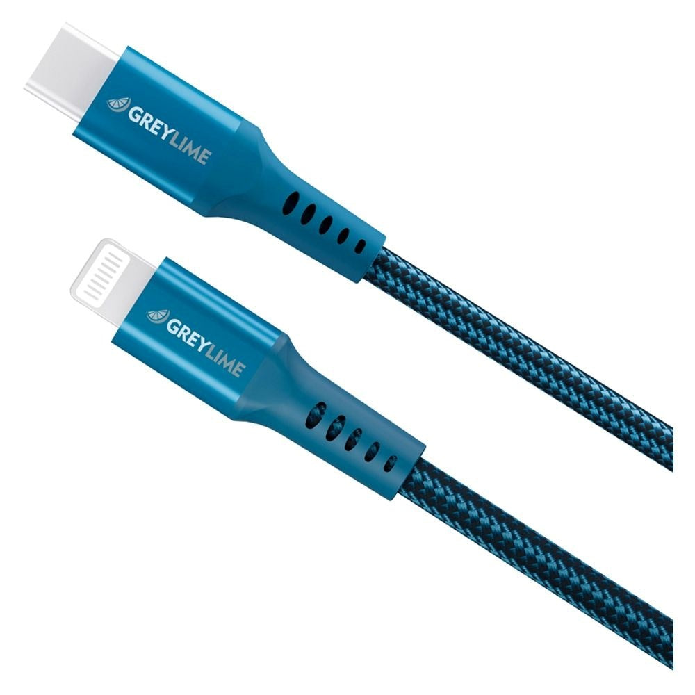 GreyLime 18W Braided USB-C to Lightning Cable 3 m - Blue