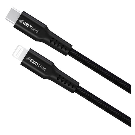GreyLime 18W Braided USB-C to Lightning Cable 3 m - Black