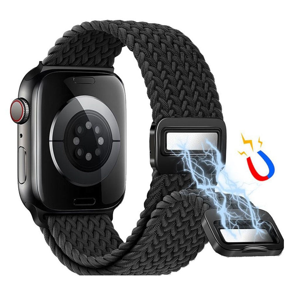 Apple Watch (42/44/SE/45/46/49mm) Lippa Nylon Strap with Magnetic Lock - Black