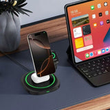 Lippa 3-in-1 Wireless Charger with 15W and USB-C - MagSafe / Qi Compatible - Black