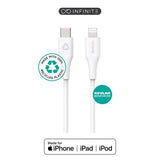 eSTUFF INFINITE MFI 1 m USB-C to Lightning Cable - 12W - 100% Recycled Plastic - White