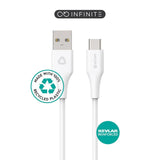 eSTUFF INFINITE USB-C Cable 60W 1 m - 100% Recycled Plastic - White