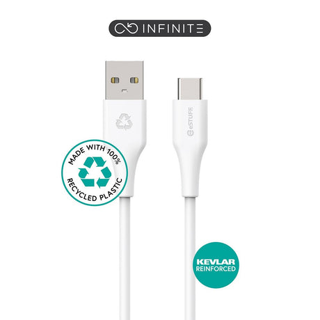 eSTUFF INFINITE USB-C Cable 60W 1 m - 100% Recycled Plastic - White