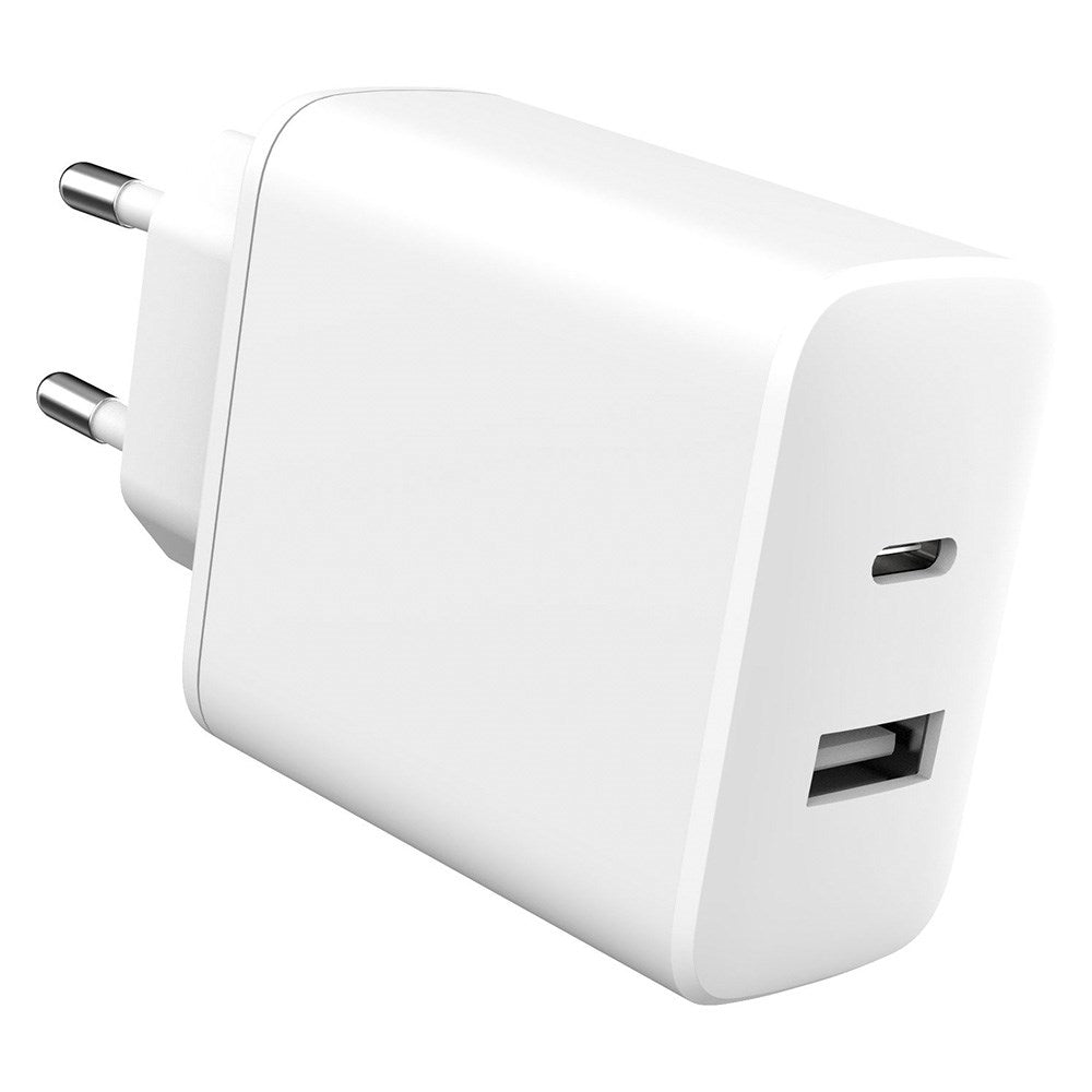 eSTUFF INFINITE 20W  USB-C & USB-A Wall Charger - 100% Recycled Plastic - White