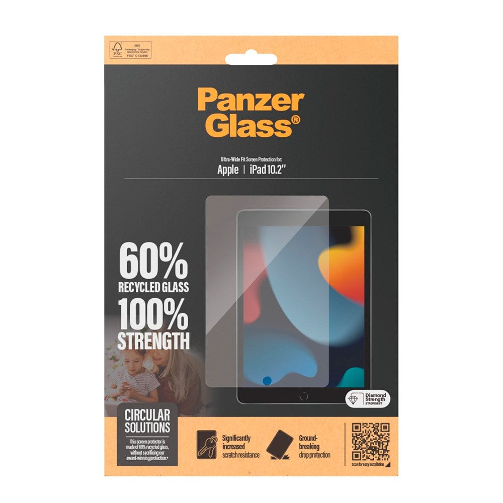 Apple iPad 10.2" (2021/2020/2019) PanzerGlass Ultra-Wide Fit Tempered Glass Screen Protector - Transparent