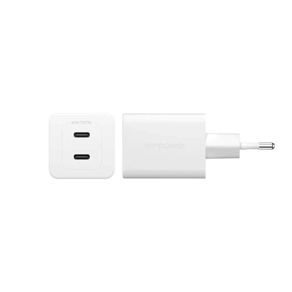 empower by PanzerGlass Turbo 45W Wall Charger with 2x USB-C – Silver White