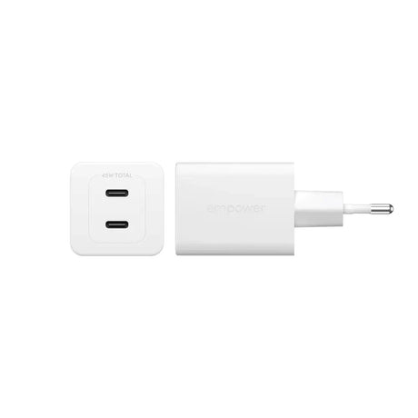 empower by PanzerGlass Turbo 45W Wall Charger with 2x USB-C – Silver White