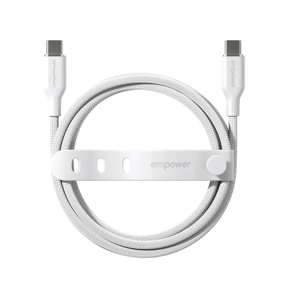 empower by PanzerGlass Racing 60W USB-C to USB-C Cable – 1.2m – Silver White