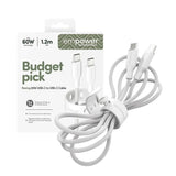 empower by PanzerGlass Racing 60W USB-C to USB-C Cable – 1.2m – Silver White