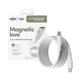 empower by PanzerGlass Magnetic 240W USB-C to USB-C Cable – 1.5m – Silver White