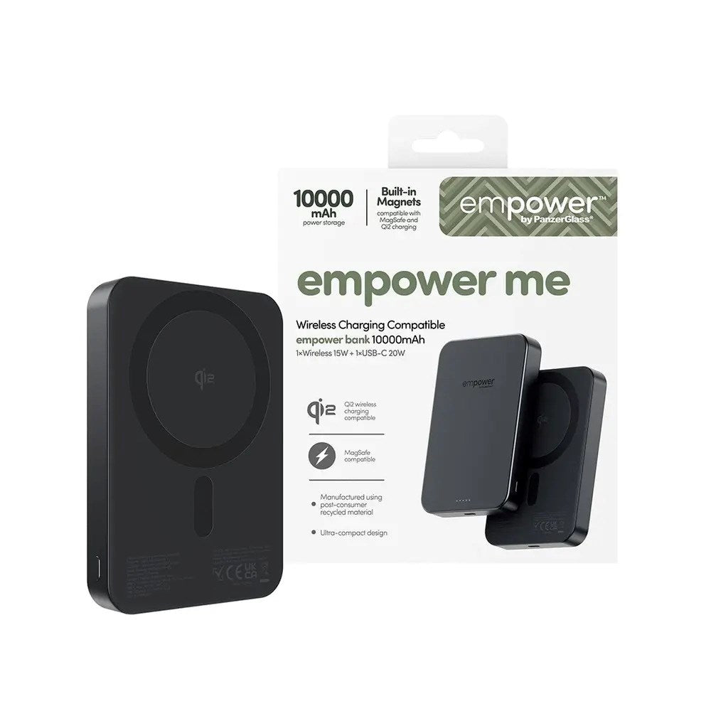 empower by PanzerGlass empower Bank - 10.000 mAh - Qi2 / MagSafe Compatible - Space Black